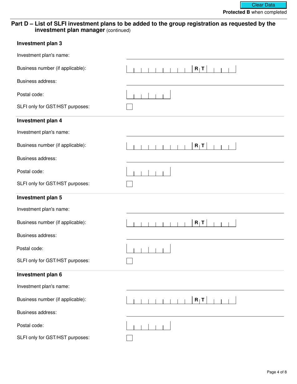 Form RC7202-1 Request to Be Added to a Group Registration for Selected Listed Financial Institutions With Consolidated Filing for Gst / Hst and Qst Purposes or Only for Qst Purposes - Canada, Page 4