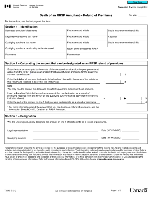 Form T2019  Printable Pdf