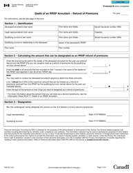 Form T2019 Death of an Rrsp Annuitant - Refund of Premium - Canada