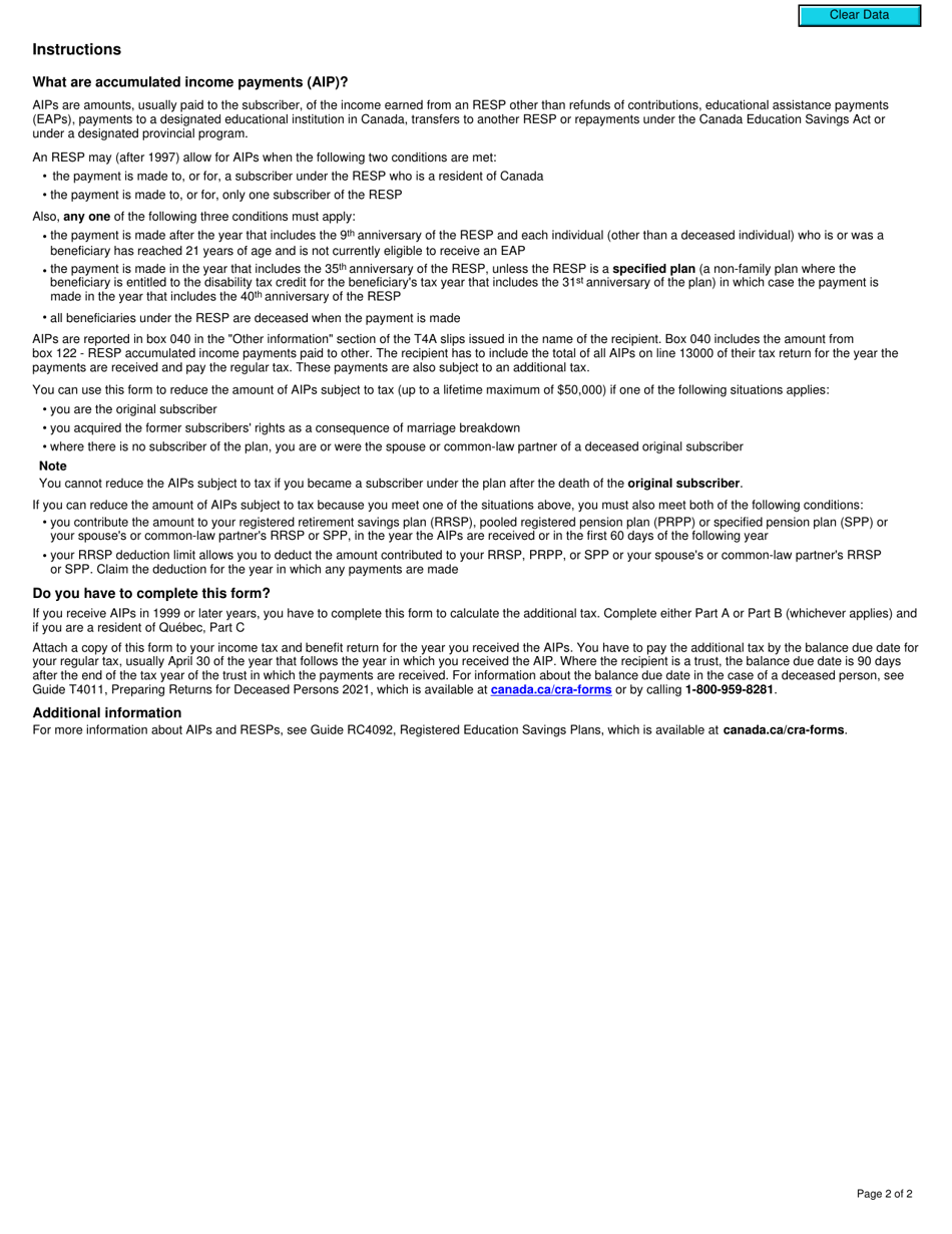 Form T1172 Additional Tax on Accumulated Income Payments From Resps - Canada, Page 2