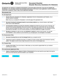 Form 2234E Disaster Recovery Assistance for Ontarians: Application Form for Homeowners and Tenants - Ontario, Canada, Page 9