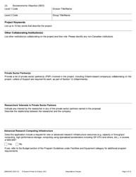 Form ON00303E Application Form Stream 2: Targeted Ontario Research Fund - Research Excellence Round 11 - Ontario, Canada, Page 4