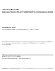 Form ON00303E Application Form Stream 2: Targeted Ontario Research Fund - Research Excellence Round 11 - Ontario, Canada, Page 8