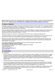 Form 0012E Application Form Stream 1: General Ontario Research Fund - Research Excellence Round 11 - Ontario, Canada, Page 15