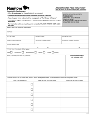 Document preview: Application for Field Trial Permit - Manitoba, Canada
