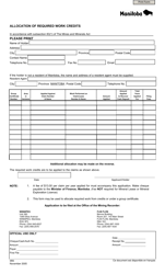 Form MB6 &quot;Allocation of Required Work Credits&quot; - Manitoba, Canada