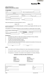 Form MB25 Application for a Mineral Exploration Licence - Manitoba, Canada