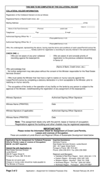 Application for Assignment for Collateral Purposes Only - Manitoba, Canada, Page 2