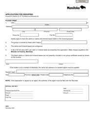 Form MB9 Application for Grouping - Manitoba, Canada