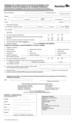Document preview: Forme CPF1 Demande De Licence D'exploitation Occasionnelle De Carriere Pour DES Mineraux De Carriere Domaniaux - Manitoba, Canada (French)