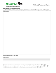 Wellhead Assessment Form - Manitoba, Canada, Page 2