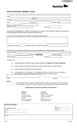 Form MB17 Application for a Mineral Lease - Manitoba, Canada