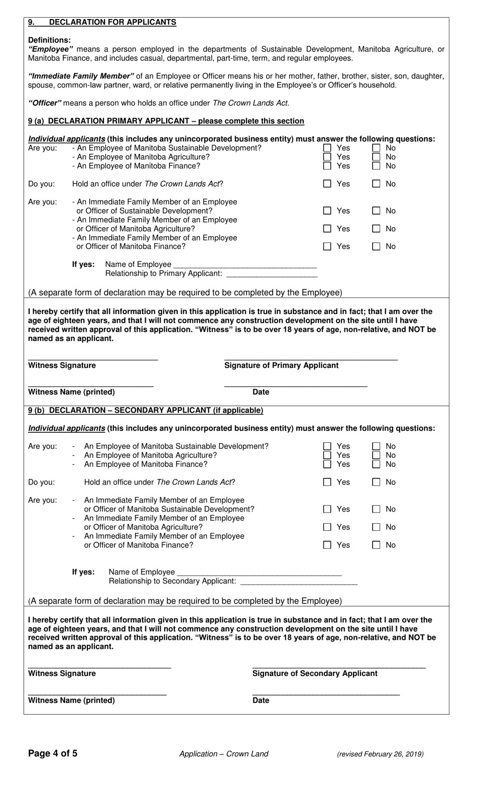 Application for Permit / Lease / Purchase / Easement / Exchange / Licence of Occupation - Manitoba, Canada, Page 4