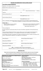 Application for Assignment (Sale Agreement) for Collateral Purposes Only - Manitoba, Canada, Page 2
