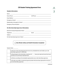 Form A3 Cdi Student Training Agreement Form - Manitoba, Canada