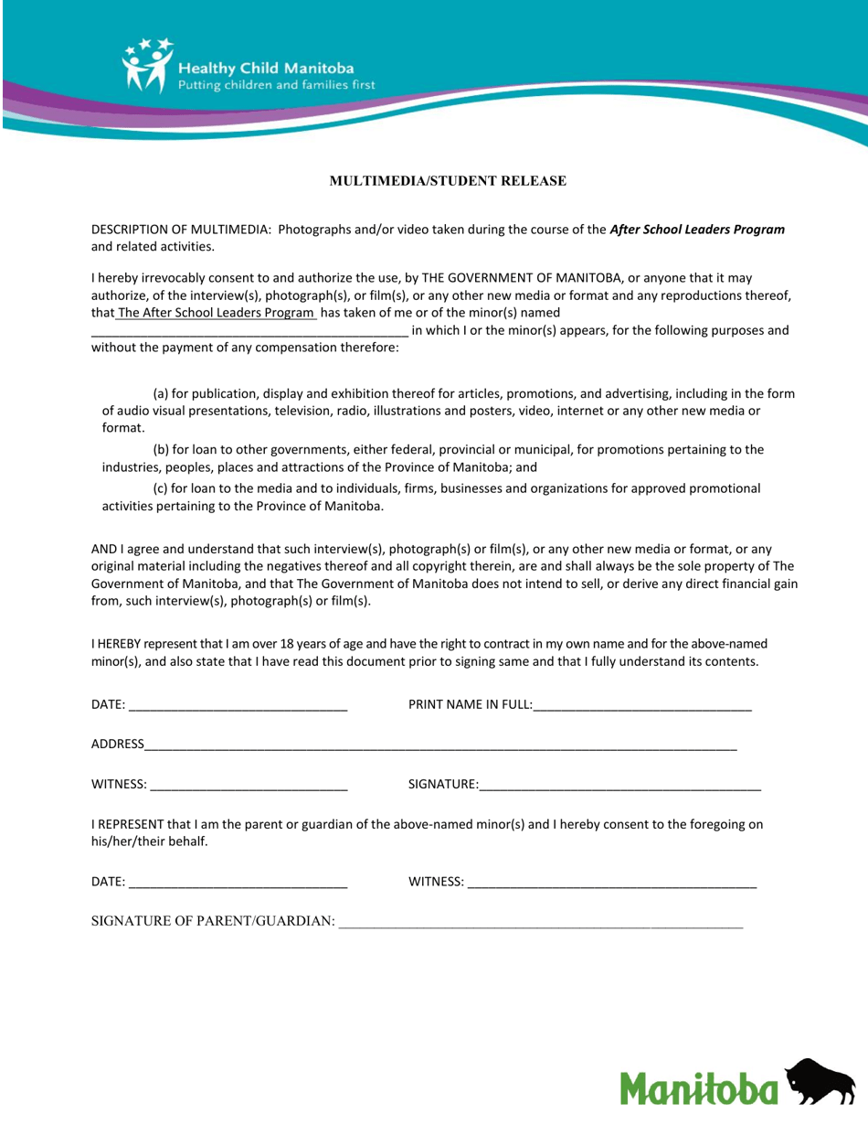 Multimedia / Student Release - After School Leaders Program - Manitoba, Canada, Page 1