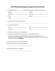 Form A4 Cdi on-Site Internship Supervisor Approval Form - Manitoba, Canada, Page 2