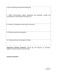 Supervision Assessment Form - School Clinicians - Manitoba, Canada, Page 2