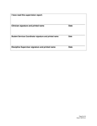 Supervision Assessment Form - School Clinicians - Manitoba, Canada, Page 3
