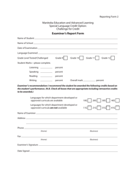 Document preview: Reporting Form 2 Examiner's Report Form - Manitoba, Canada