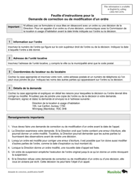 Document preview: Demande De Correction Ou De Modification D'un Ordre - Manitoba, Canada (French)