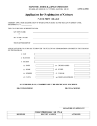 Document preview: Application for Registration of Colours - Manitoba, Canada