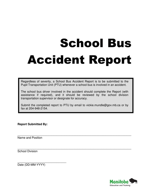 School Bus Accident Report - Manitoba, Canada