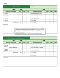 Grades 7 and 8 Report Card - Manitoba, Canada, Page 4