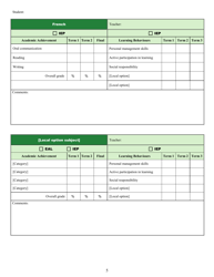 Grades 7 and 8 Report Card - Manitoba, Canada, Page 5
