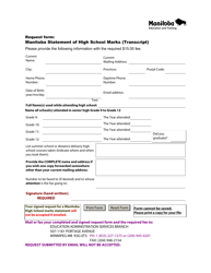 Request for a Manitoba Statement of High School Marks (Transcript) - Manitoba, Canada