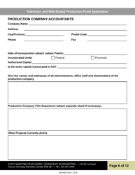 Television and Web-Based Production Fund Application - Manitoba, Canada, Page 6