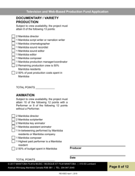 Television and Web-Based Production Fund Application - Manitoba, Canada, Page 8