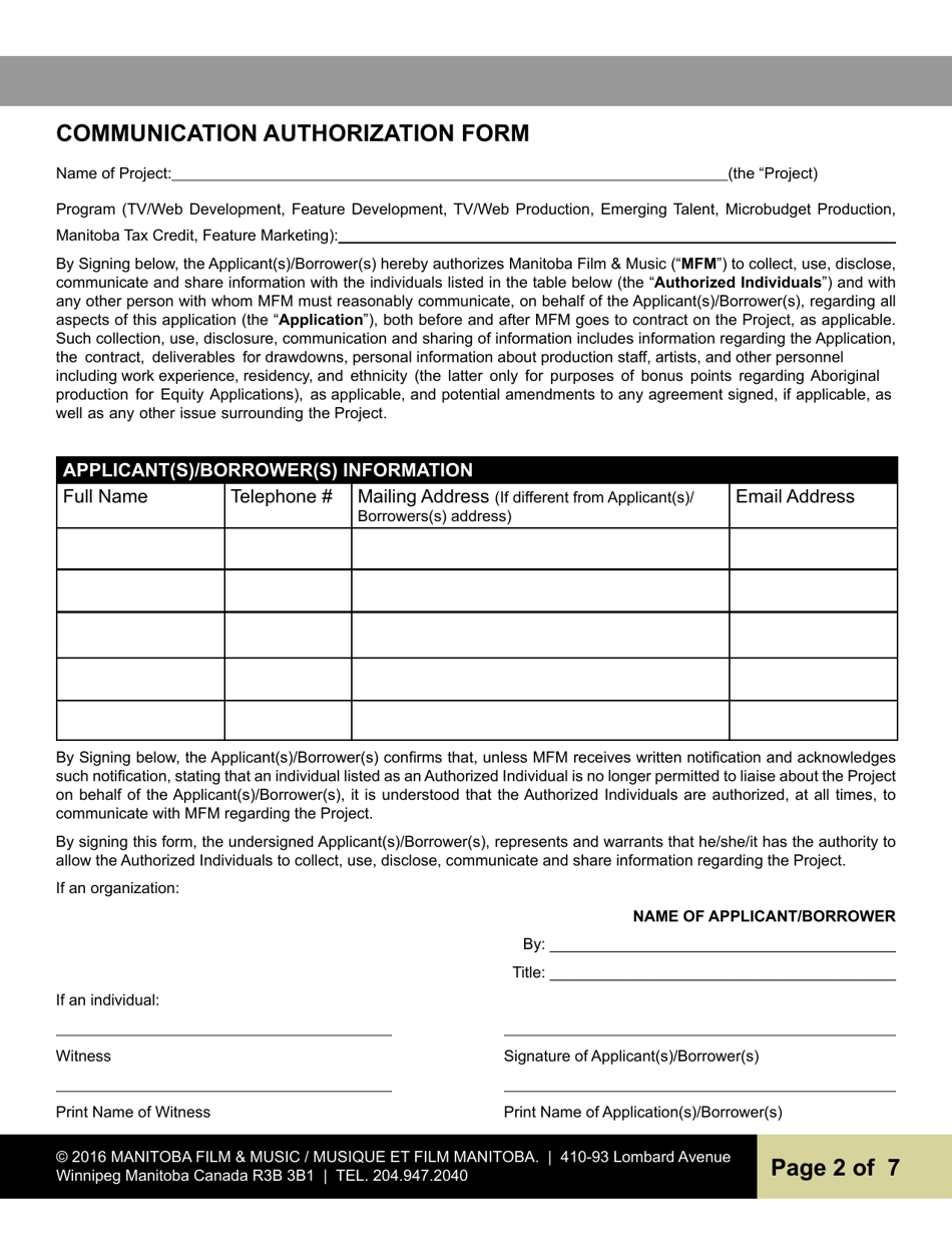 Pitch Readiness Program for Multi-Episode Productions Application Form - Manitoba, Canada, Page 2