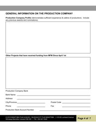 &quot;Pitch Readiness Program for Multi-Episode Productions Application Form&quot; - Manitoba, Canada, Page 4