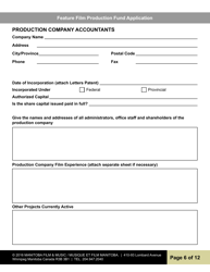 Feature Film Production Fund Application - Manitoba, Canada, Page 6