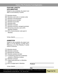 Feature Film Production Fund Application - Manitoba, Canada, Page 8