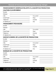Demande De Financement Pour La Production De Longs Metrages - Manitoba, Canada (French), Page 5