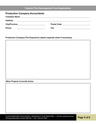 Feature Film Development Fund Application - Manitoba, Canada, Page 5