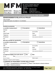 Document preview: Demande De Financement Pour Le Developpement De Longs Metrages - Manitoba, Canada (French)