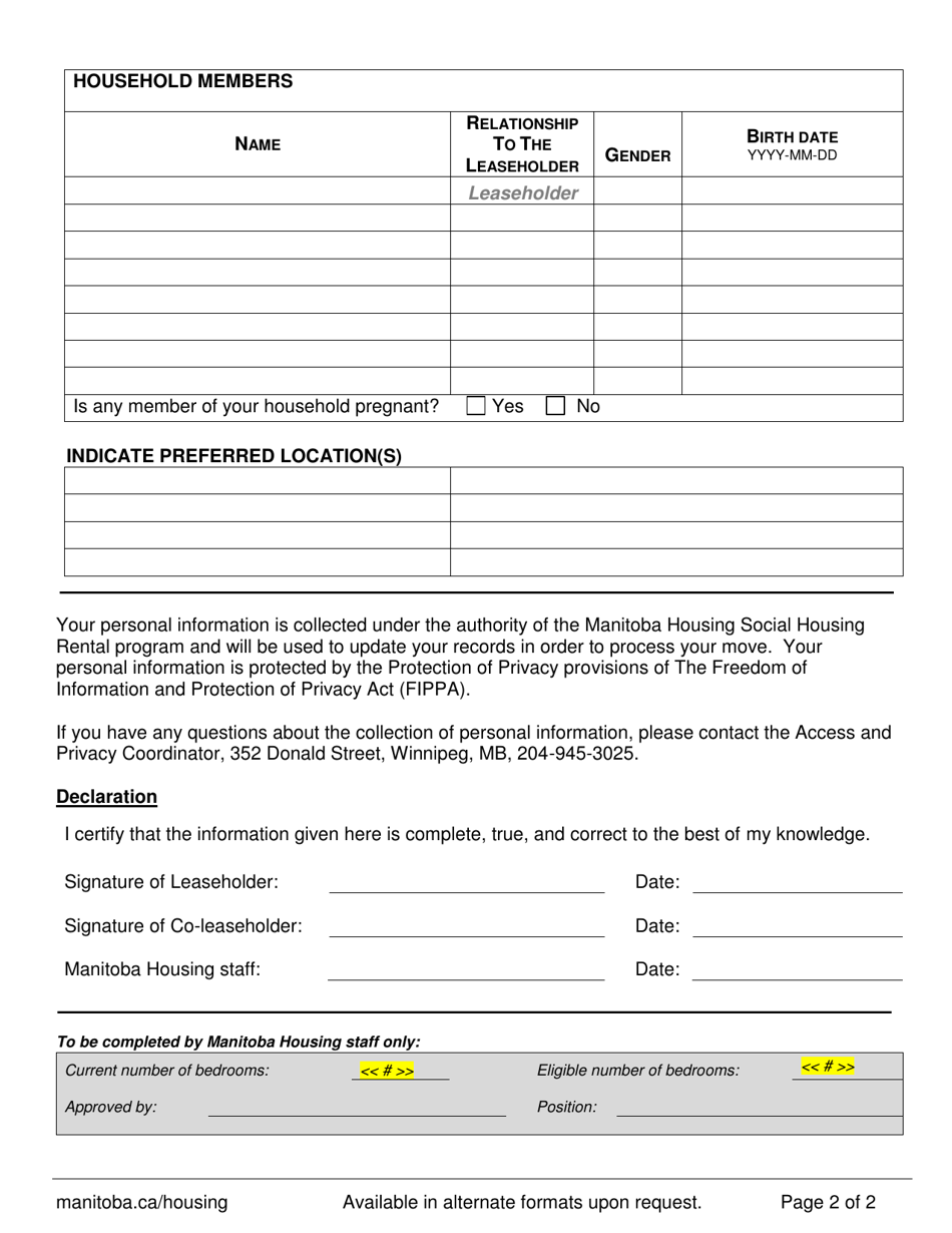 Manitoba Canada Uninhabitable or Destroyed Unit Move Form - Fill Out ...