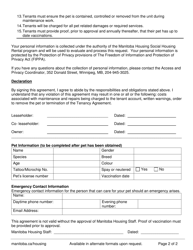 Pet Agreement - Manitoba, Canada, Page 2
