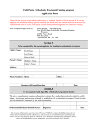 Cleft Palate Orthodontic Treatment Funding Program Application Form - Prince Edward Island, Canada