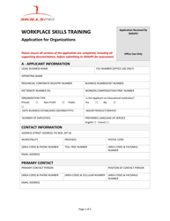 Workplace Skills Training Application for Employers - Prince Edward Island, Canada