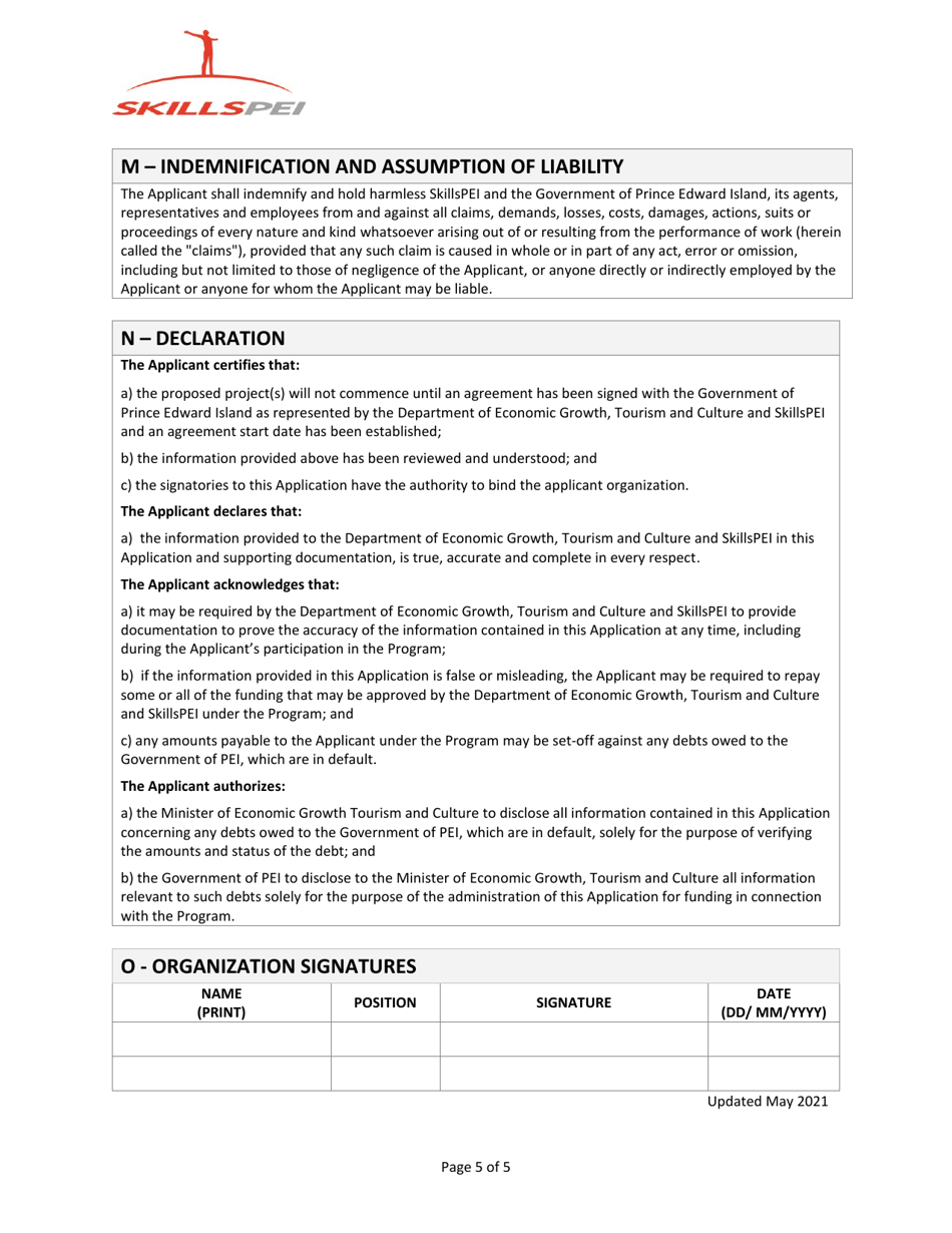 Workplace Skills Training Application for Employers - Prince Edward Island, Canada, Page 5