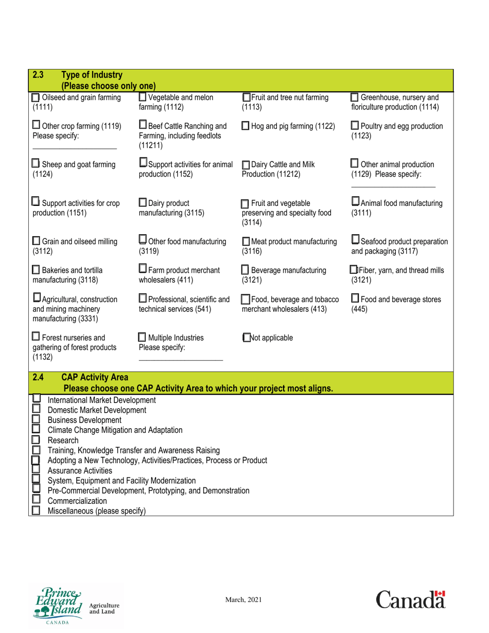 Application Form - Agriculture Stewardship Program Beneficial Management Practices Sub-program - Prince Edward Island, Canada, Page 3