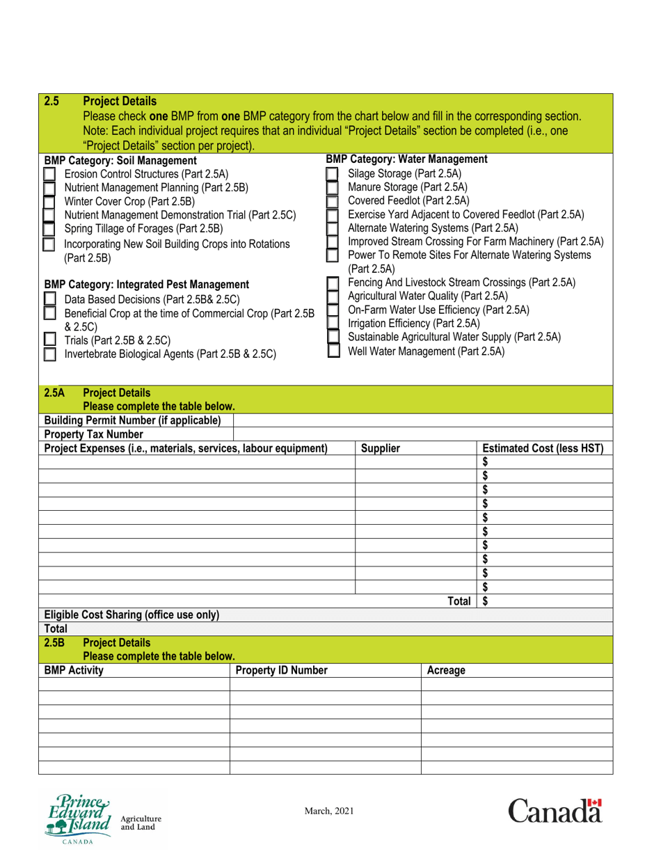 Application Form - Agriculture Stewardship Program Beneficial Management Practices Sub-program - Prince Edward Island, Canada, Page 4