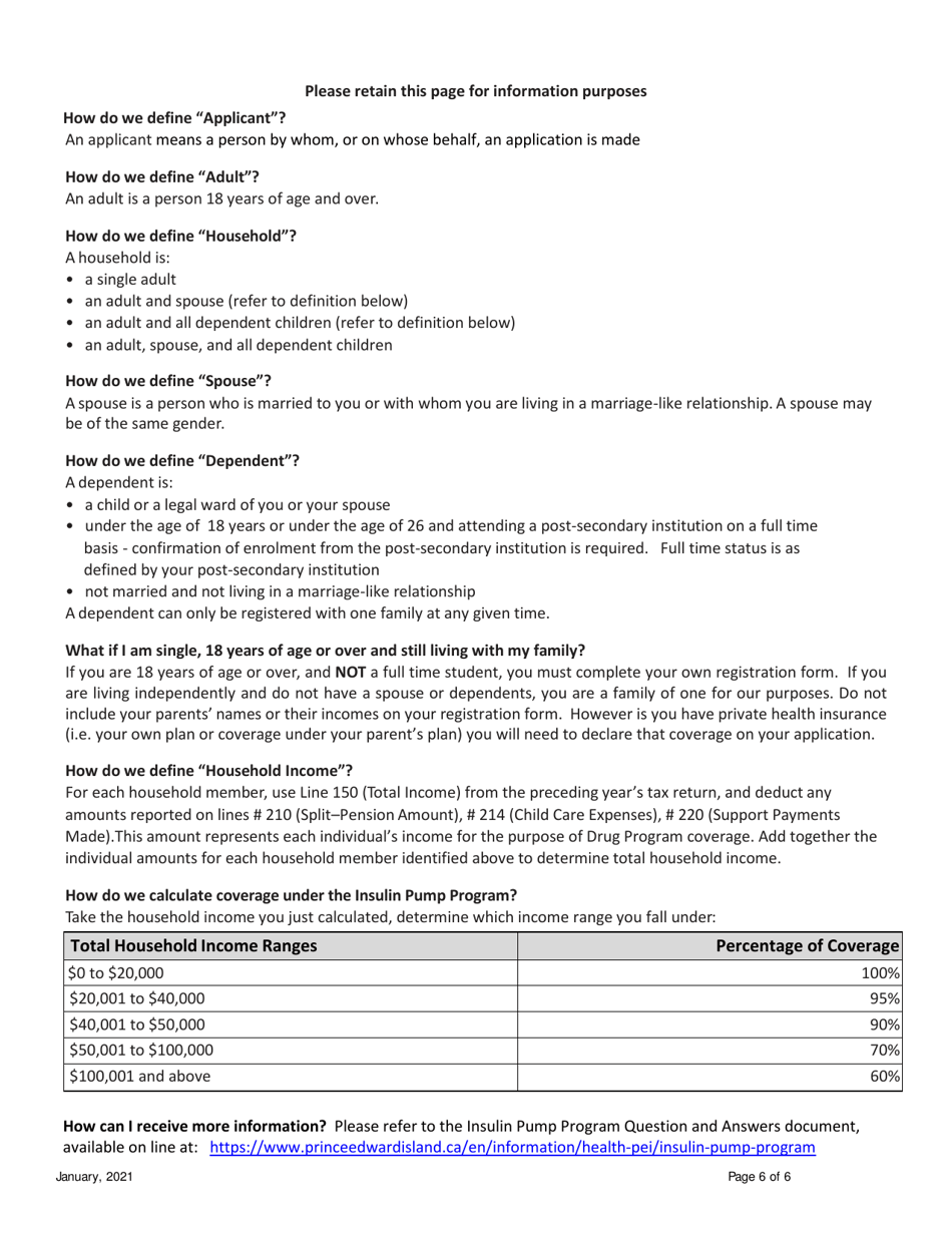 Client / Family Contribution Assessment  Release of Information - Pei Insulin Pump Program - Prince Edward Island, Canada, Page 6