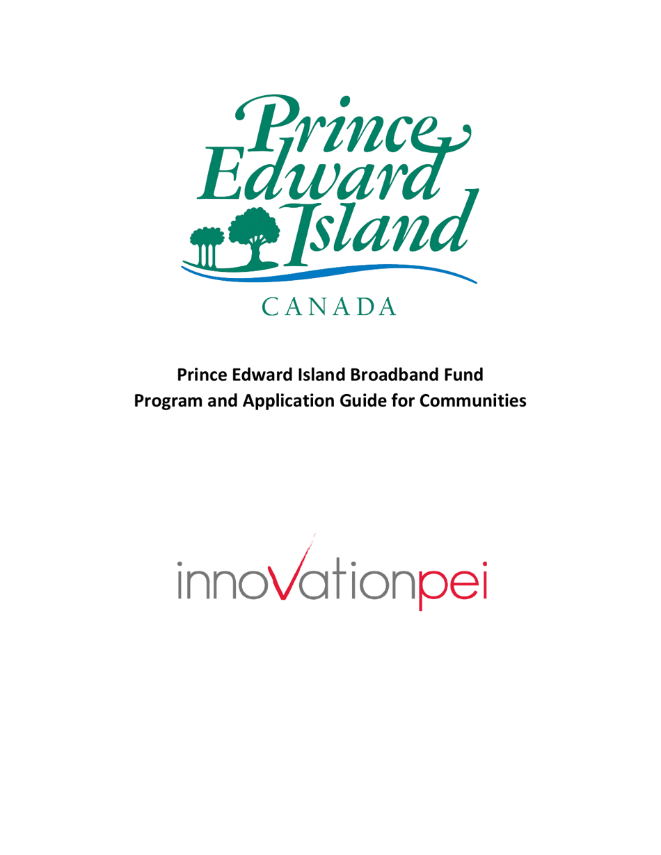 Pei Broadband Fund (Peibf) Application Form for Communities - Prince Edward Island, Canada, Page 1