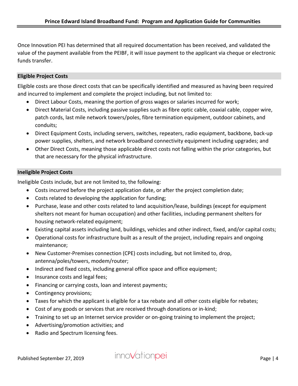 Pei Broadband Fund (Peibf) Application Form for Communities - Prince Edward Island, Canada, Page 4