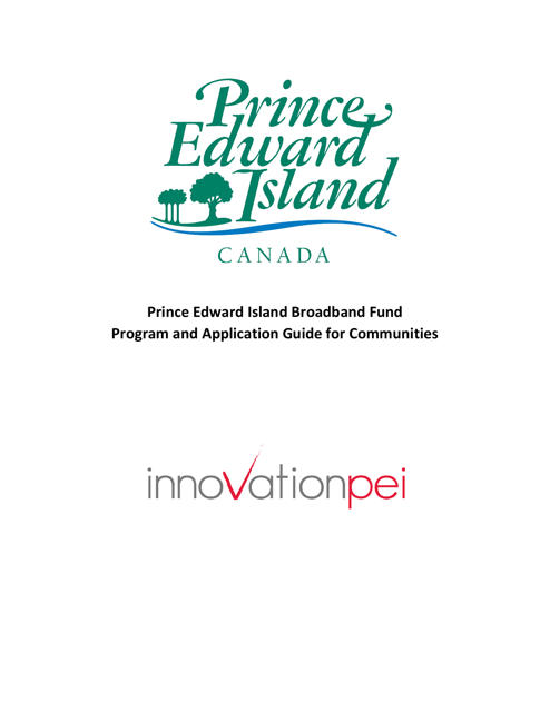 Pei Broadband Fund (Peibf) Application Form for Communities - Prince Edward Island, Canada Download Pdf
